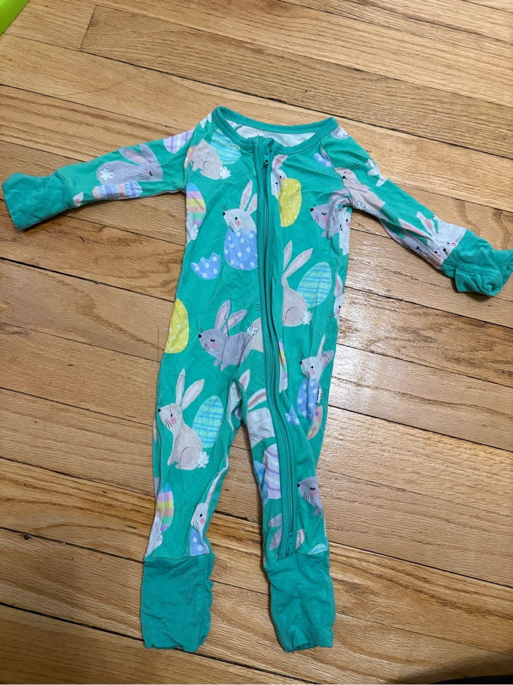 Little Sleepies Teal Bunny & Egg Footed One-Piece